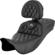 Saddlemen Roadsofa Extended Reach Seat - Lattice Stitch - Silver Stitch - with Backrest - FL '08-'24 - 0801-1623  808-07B-184B5