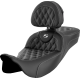 Saddlemen Roadsofa Extended Reach Seat - Lattice Stitch - White Stitch - with Backrest - FL '08-'24 - 0801-1625  808-07B-184B6