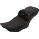 Saddlemen Roadsofa Extended Reach Seat - with Backrest - Honeycomb - Orange Stitch - FLTR/FLHX '23-'24 - 0801-1765  823-07-190B3