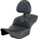 Saddlemen Roadsofa Extended Reach Seat - with Backrest - Lattice Stitch - Blue Stitch - FLTR/FLHX '23-'24 - 0801-1731  823-07-184B1