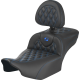 Saddlemen Roadsofa Extended Reach Seat - with Backrest - Lattice Stitch - Blue Stitch - FLTR/FLHX '23-'24 - 0801-1802  823-07-207B1