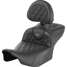 Saddlemen Roadsofa Extended Reach Seat - with Backrest - Lattice Stitch - Gray Stitch - FLTR/FLHX '23-'24 - 0801-1732  823-07-184B2