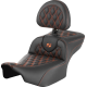Saddlemen Roadsofa Extended Reach Seat - with Backrest - Lattice Stitch - Orange Stitch - FLTR/FLHX '23-'24 - 0801-1733  823-07-184B3
