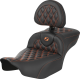 Saddlemen Roadsofa Extended Reach Seat - with Backrest - Lattice Stitch - Orange Stitch - FLTR/FLHX '23-'24 - 0801-1804  823-07-207B3