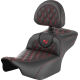 Saddlemen Roadsofa Extended Reach Seat - with Backrest - Lattice Stitch - Red Stitch - FLTR/FLHX '23-'24 - 0801-1734  823-07-184B4