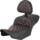 Saddlemen Roadsofa Extended Reach Seat - with Backrest - Lattice Stitch - Red Stitch - FLTR/FLHX '23-'24 - 0801-1805  823-07-207B4