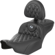 Saddlemen Roadsofa Extended Reach Seat - with Backrest - Lattice Stitch - Silver Stitch - FLTR/FLHX '23-'24 - 0801-1807  823-07-207B5
