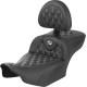 Saddlemen Roadsofa Extended Reach Seat - with Backrest - Lattice Stitch - White Stitch - FLTR/FLHX '23-'24 - 0801-1808  823-07-207B6