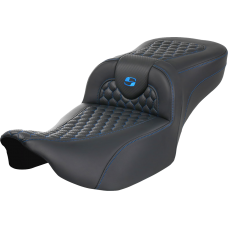Saddlemen Roadsofa Extended Reach Seat - without Backrest - Honeycomb - Blue Stitch - FLTR/FLHX '23-'24 - 0801-1756  823-07-19001