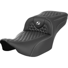 Saddlemen Roadsofa Extended Reach Seat - without Backrest - Honeycomb - White Stitch - FLTR/FLHX '23-'24 - 0801-1761  823-07-19006