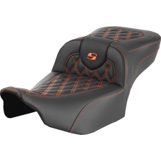 Saddlemen Roadsofa Extended Reach Seat - without Backrest - Lattice - Orange Stitch - FLTR/FLHX '23-'24 - 0801-1727  823-07-18403