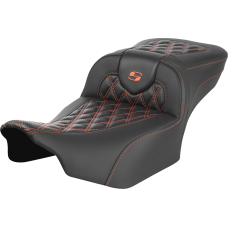 Saddlemen Roadsofa Extended Reach Seat - without Backrest - Lattice Stitch - Orange Stitch - FL/FX '23-'24 - 0801-1796  823-07-20703
