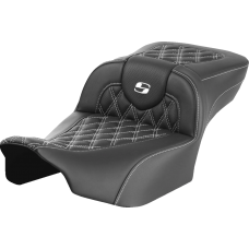 Saddlemen Roadsofa Extended Reach Seat - without Backrest - Lattice Stitch - White Stitch - FLTR/FLHX '23-'24 - 0801-1730  823-07-18406