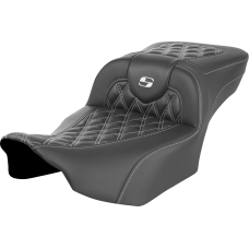 Saddlemen Roadsofa Extended Reach Seat - without Backrest - Lattice Stitch - White Stitch - FLTR/FLHX '23-'24 - 0801-1799  823-07-20706
