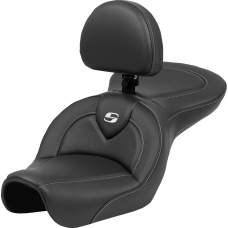 Saddlemen Roadsofa Seat - Carbon Fiber - Black Stitch - with Backrest - FL '04-'05 - 0803-0733  804-04-185BR
