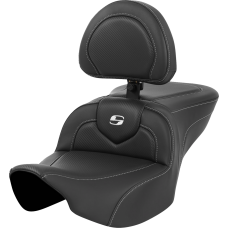 Saddlemen Roadsofa Seat - Carbon Fiber - Silver Stitch/Silver Logo - with Backrest - FL '23-'24 - 0801-1632  823-07-185BR