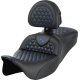 Saddlemen RoadSofa Seat - Honeycomb - Blue Stitch - with Backrest - FLH/FLT '08-'23 - 0801-1644  808-07B-189B1