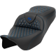 Saddlemen RoadSofa Seat - Honeycomb - Blue Stitch - without Backrest - FLH/FLT '08-'23 - 0801-1640  808-07B-18901