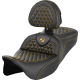 Saddlemen RoadSofa Seat - Honeycomb - Gold Stitch - with Backrest - FLH/FLT '08-'23 - 0801-1646  808-07B-189B7