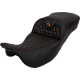 Saddlemen RoadSofa Seat - Honeycomb - Orange Stitch - Extended Reach - without Backrest - FLH/FLT '08-'24 - 0801-1649  808-07B-19003