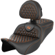 Saddlemen RoadSofa Seat - Honeycomb - Orange Stitch - with Backrest - FLH/FLT '08-'23 - 0801-1645  808-07B-189B3