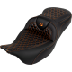 Saddlemen RoadSofa Seat - Honeycomb - Orange Stitch - without Backrest - FLH/FLT '08-'23 - 0801-1641  808-07B-18903