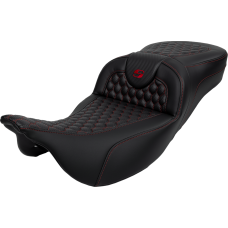 Saddlemen RoadSofa Seat - Honeycomb - Red Stitch - Extended Reach - without Backrest - FLH/FLT '08-'24 - 0801-1647  808-07B-19004