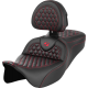 Saddlemen RoadSofa Seat - Honeycomb - Red Stitch - with Backrest - FLH/FLT '08-'23 - 0801-1643  808-07B-189B4