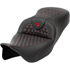 Saddlemen RoadSofa Seat - Honeycomb - Red Stitch - without Backrest - FLH/FLT '08-'23 - 0801-1639  808-07B-18904