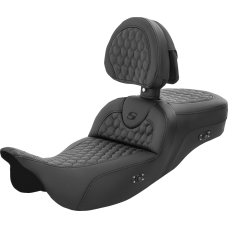 Saddlemen RoadSofa Seat - Honeycomb - with Backrest - Extended Reach - Heated - FL '08-'23 - 0801-1560  808-07B-190BRHC