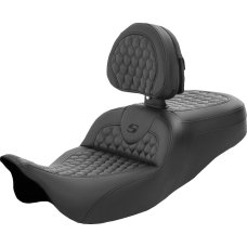 Saddlemen RoadSofa Seat - Honeycomb - with Backrest - FL '08-'23 - 0801-1554  808-07B-189BR