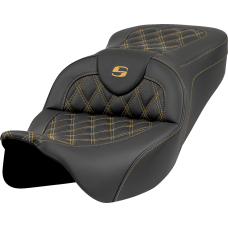 Saddlemen Roadsofa Seat - Lattice Stitch - Gold Stitch - w/o Backrest - FL '08-'23 - 0801-1988  808-07B-18207