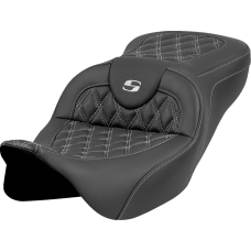 Saddlemen Roadsofa Seat - Lattice Stitch - Silver Stitch - w/o Backrest - FL '08-'23 - 0801-1987  808-07B-18205