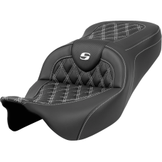 Saddlemen Roadsofa Seat - Lattice Stitch - White Stitch - without Backrest - FLH/FLT '08-'23 - 0801-1598  808-07B-18206