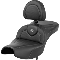 Saddlemen Roadsofa Seat - With Backrest - Black - Carbon Fiber - Indian Pursuit '22-'24 - 0810-2429  I22-02-185BR