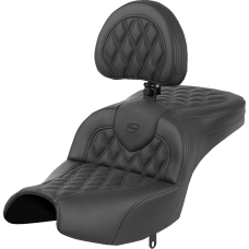 Saddlemen Roadsofa Seat - With Backrest - Black - Lattice Stitch - Indian Pursuit '22-'24 - 0810-2427  I22-02-182BR