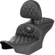Saddlemen RoadSofa Seat - with Backrest - Carbon Fiber - Lattice Stitch - White Stitch - FLTR/FLHX '23-'24 - 0801-1792  823-07-206B6