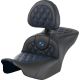 Saddlemen RoadSofa Seat - with Backrest - Lattice Stitch - Blue Stitch - FLTR/FLHX '23-'24 - 0801-1719  823-07-182B1