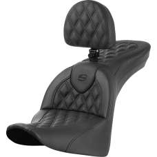 Saddlemen Roadsofa Seat - with Backrest - Lattice Stitch - FL '18-'24 - 0802-1629  818-33-182BR
