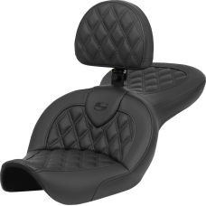 Saddlemen Roadsofa Seat - with Backrest - Lattice Stitch - FXDWG '96-'23 - 0803-0722  896-05-182BR
