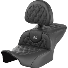 Saddlemen RoadSofa Seat - with Backrest - Lattice Stitch - Gray Stitch - FLTR/FLHX '23-'24 - 0801-1720  823-07-182B2