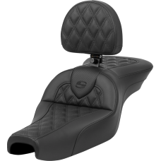 Saddlemen Roadsofa Seat - with Backrest - Lattice Stitch - XL '04-'22 - 0804-0797  807-11-182BR