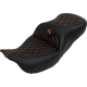 Saddlemen Roadsofa Seat - with Backrest - Orange Stitch - FL '08-'23 - 0801-1608  808-07B-182B3