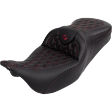 Saddlemen Roadsofa Seat - with Backrest - Wine Berry Stitch - FL '08-'23 - 0801-1606  808-07B-182B8