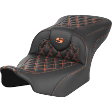 Saddlemen RoadSofa Seat - without Backrest - Carbon Fiber - Orange Stitch - FL/FX '23-'24 - 0801-1782  823-07-20603