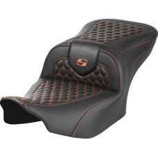 Saddlemen Roadsofa Seat - without Backrest - Honeycomb - Orange Stitch - FLTR/FLHX '23-'24 - 0801-1744  823-07-18903
