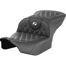 Saddlemen RoadSofa Seat - without Backrest - Lattice Stitch - White Stitch - FLTR/FLHX '23-'24 - 0801-1718  823-07-18206