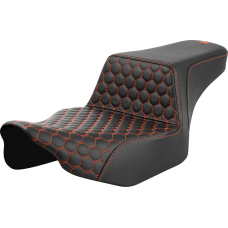 Saddlemen Step-Up Seat - Extended Reach - Front Honeycomb - Orange Stitch - FL '23-'24 - 0801-1834  823-07-17803