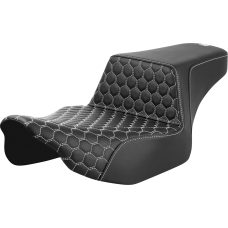 Saddlemen Step-Up Seat - Extended Reach - Front Honeycomb - White Stitch - FL '23-'24 - 0801-1837  823-07-17806