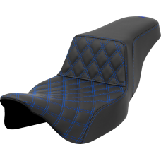 Saddlemen Step-Up Seat - Front Lattice Stitch - Blue Stitch - Extended Reach - FLH/FLT '08-'23 - 0801-1576  808-07E-17201